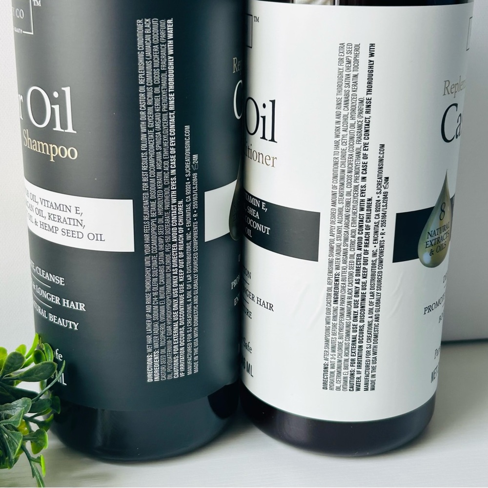 SJ Creations Beauty Co Replenishing Castor Oil Shampoo & Conditioner 32 FL Oz - Picture 2 of 3